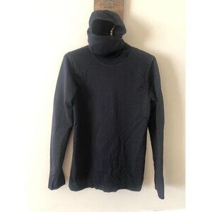 Athleta Womens Size M Flurry Balaclava Rib Mix Solid Shirt Top Black #631816